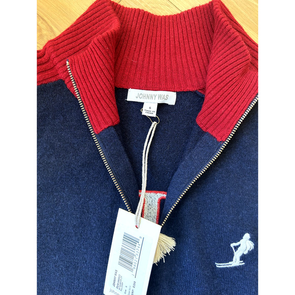 Johnny Was Ski Quarter Zip Sweater Wool Cashmere Embroidered Pullover Size S NWT - Picture 5 of 11